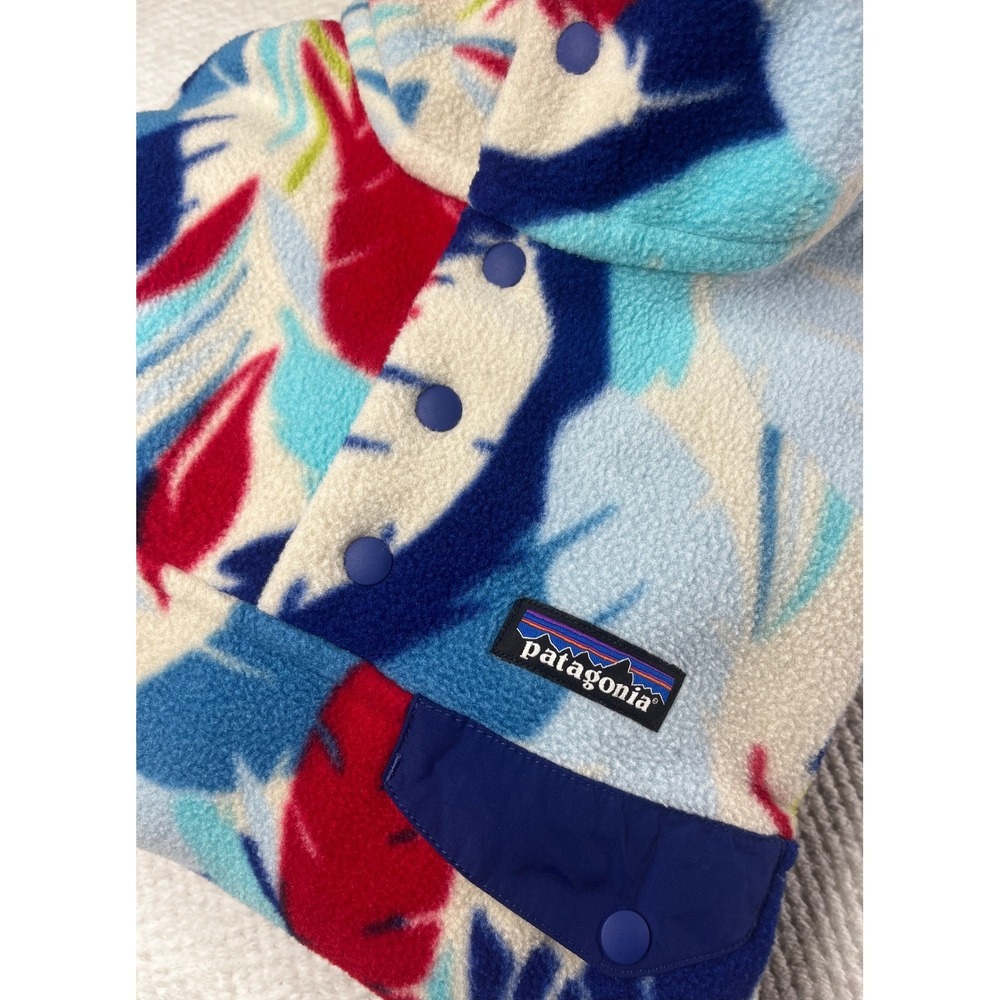 Patagonia Synchilla Snap-T Fleece Pullover Tropical Leaf Print Blue Red XXS